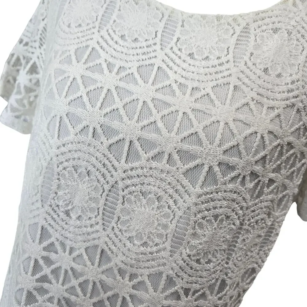 Lulu's Love You for Eternity Ivory Lace Mini Dress Sz M - Picture 5 of 9